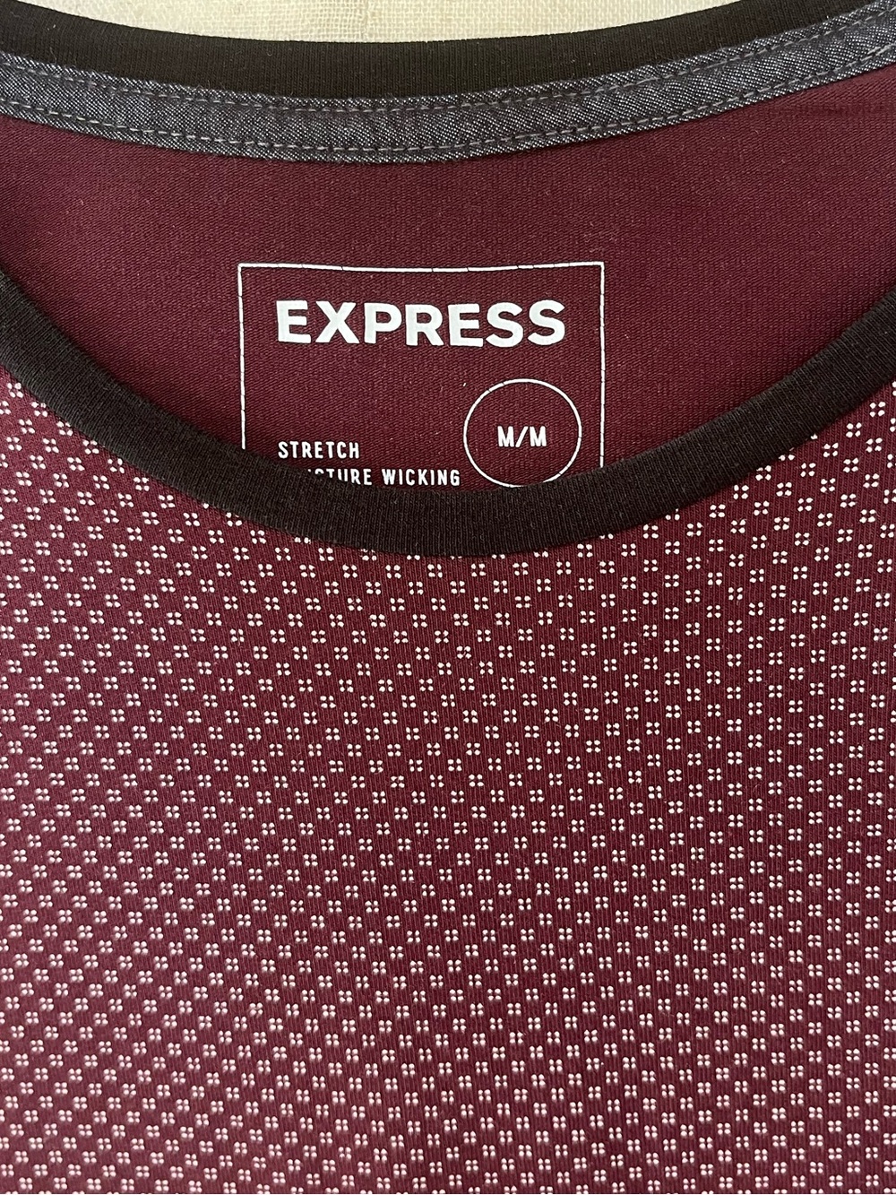 Express Burgundy Microdot Short Sleeve Tee